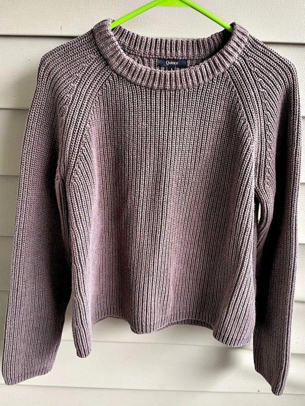 Quince Sweater Women Size L Organic Cotton Fisherman Crew Chunky Knit Brown